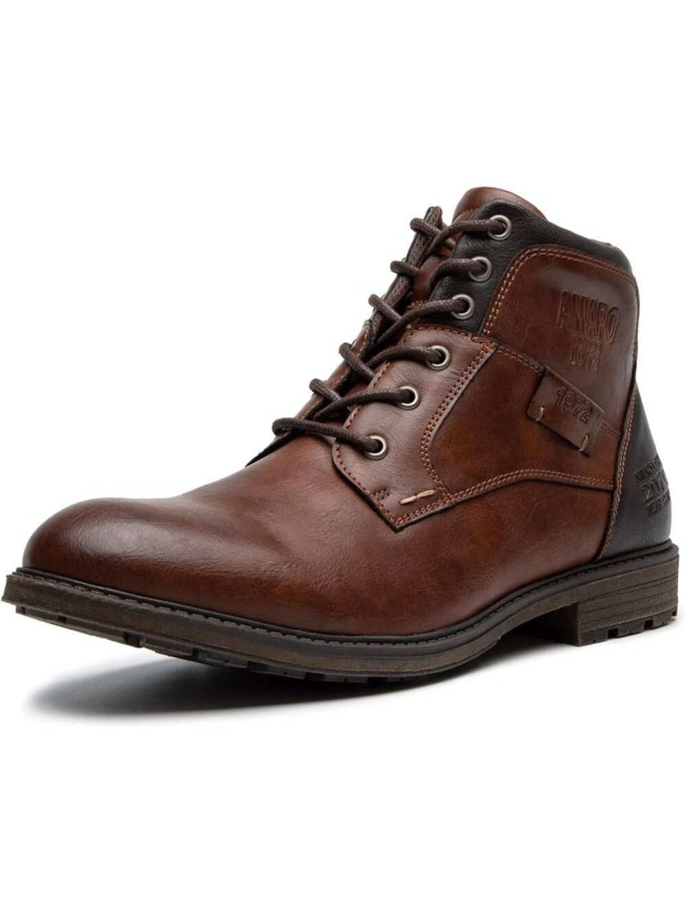 Men's Brown 1 Oxford Boots Buckle Casual Men Boots Lace-Up Side Zipper